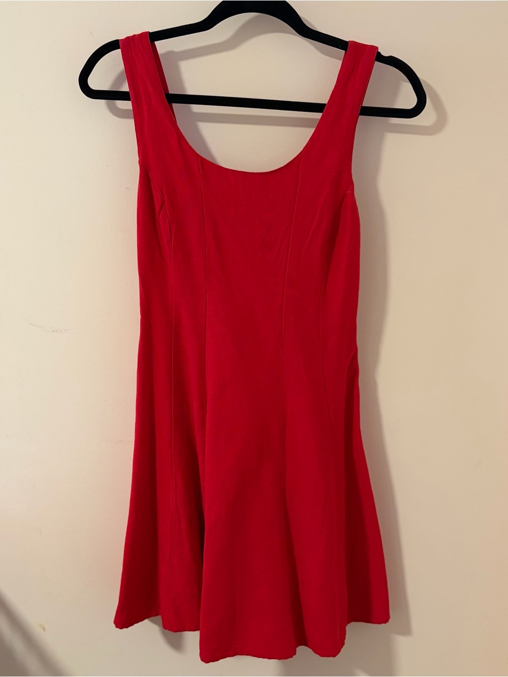 Red Scoop Neck A-Line Women's Dress